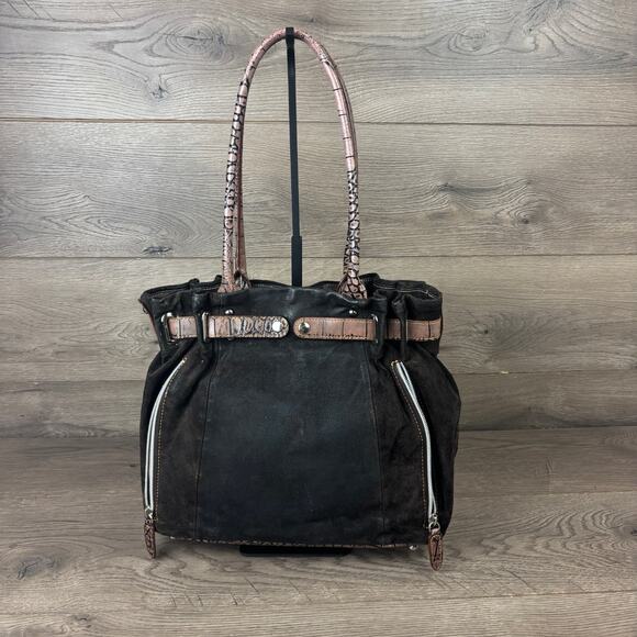 Gun Tote’s N Mamas Womens Concealed Carry Brown Leather Suede Purse Shoulder Bag - Picture 3 of 16